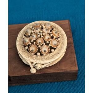 Vintage Florenza Trinket or Pill Box With Wiggly Googly Eyes Kiss Lock Closure